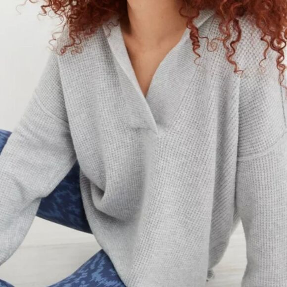 WomenCozyUp Waffle Sweater Hoodie Oversized in Heathered Gray Size Small - Picture 1 of 10